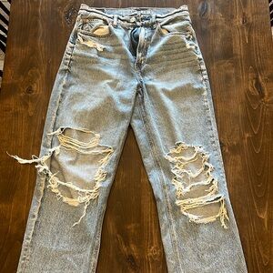 American Eagle Outfitters Strigid Ripped High Waist Baggy Straight Jean — Size 6
